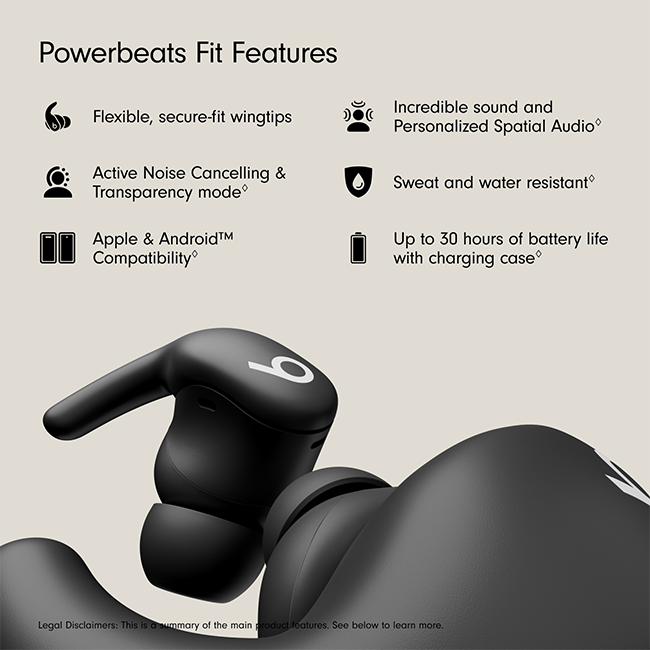 Apple Powerbeats Fit - Wireless Noise-cancelling Workout Earbuds With Ultimate Secure Fit - Jet Black