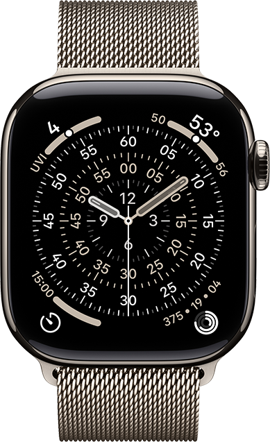 Apple Watch Series 11 GPS + Cellular 42mm Natural Titanium Case with Stone Gray Sport Band - S/M