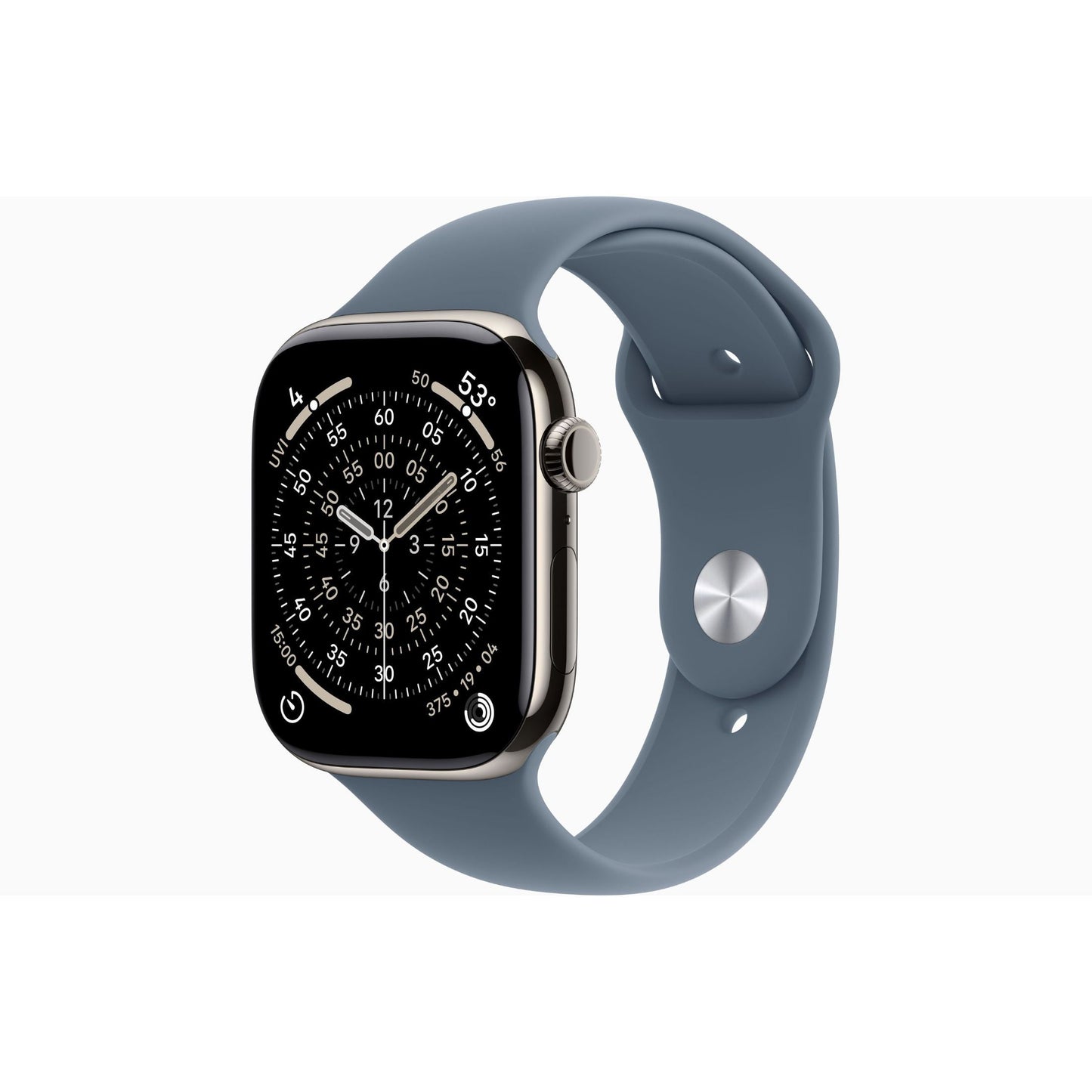 Apple Watch Series 11 GPS + Cellular 42mm Natural Titanium Case with Stone Gray Sport Band - S/M