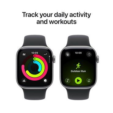 Apple Watch Series 11 GPS + Cellular 42mm Space Gray Aluminum Case with Black Sport Band - S/M
