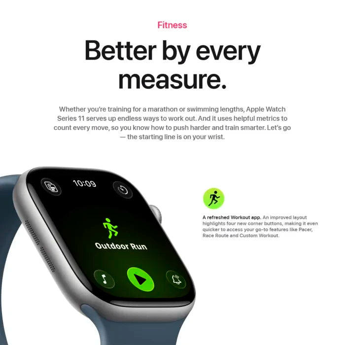 Apple Watch Series 11 GPS 46mm Space Gray Aluminum Case with Black Sport Band - S/M
