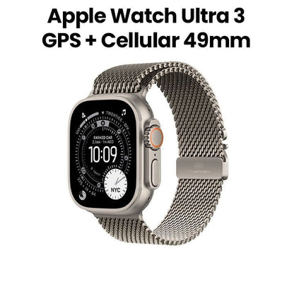 Apple Watch Ultra 3 GPS + Cellular 49mm Natural Titanium Case with Natural Titanium Milanese Loop - Medium