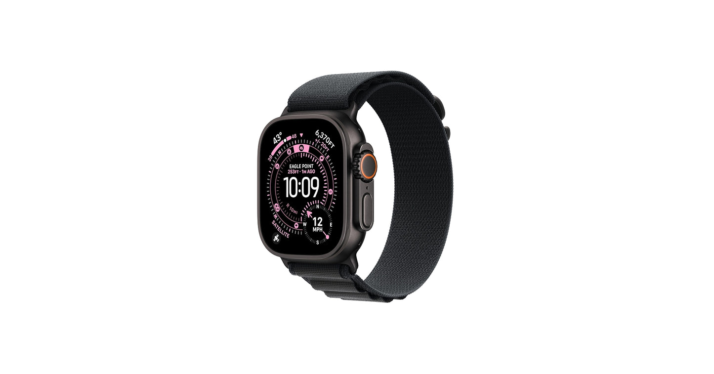 Apple Watch Ultra 3 GPS + Cellular 49mm Black Titanium Case with Black Alpine Loop - Large