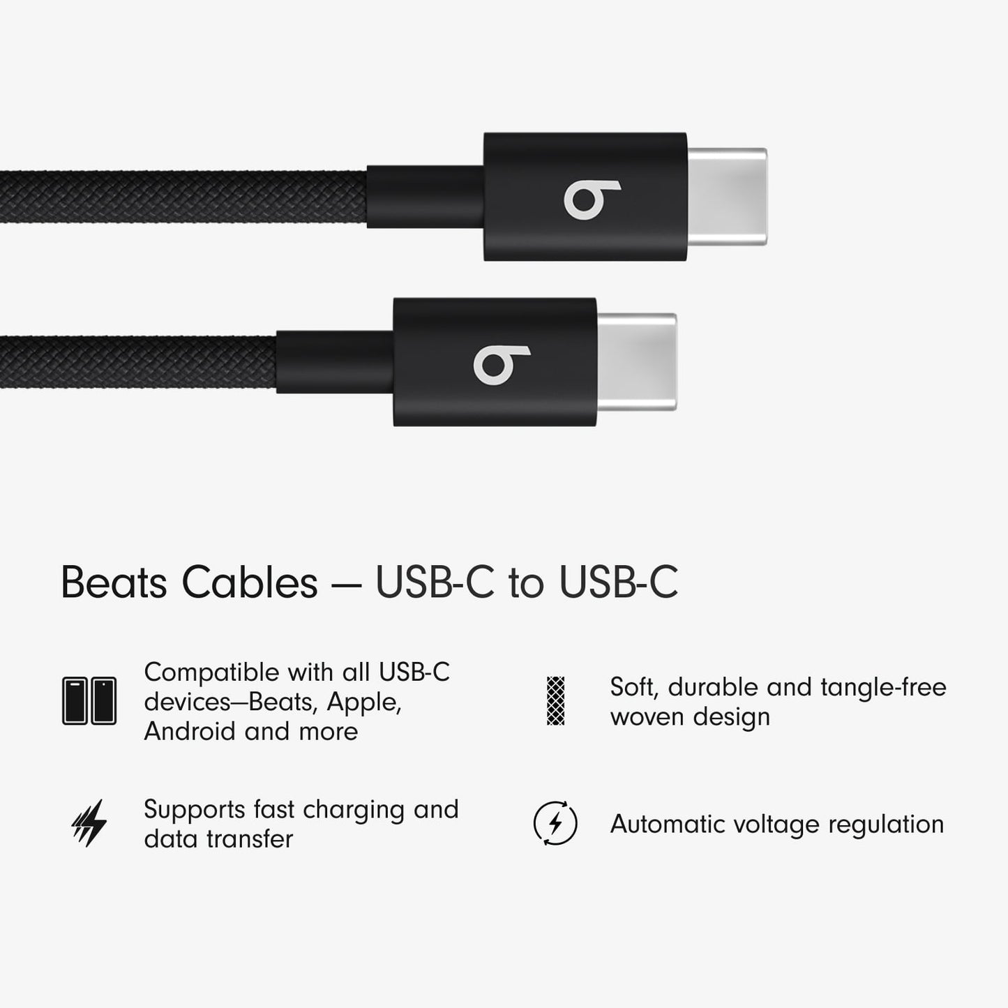 Apple Beats USB-C To USB-C Woven Cables (1.5 M) - Bolt Black (2-pack)