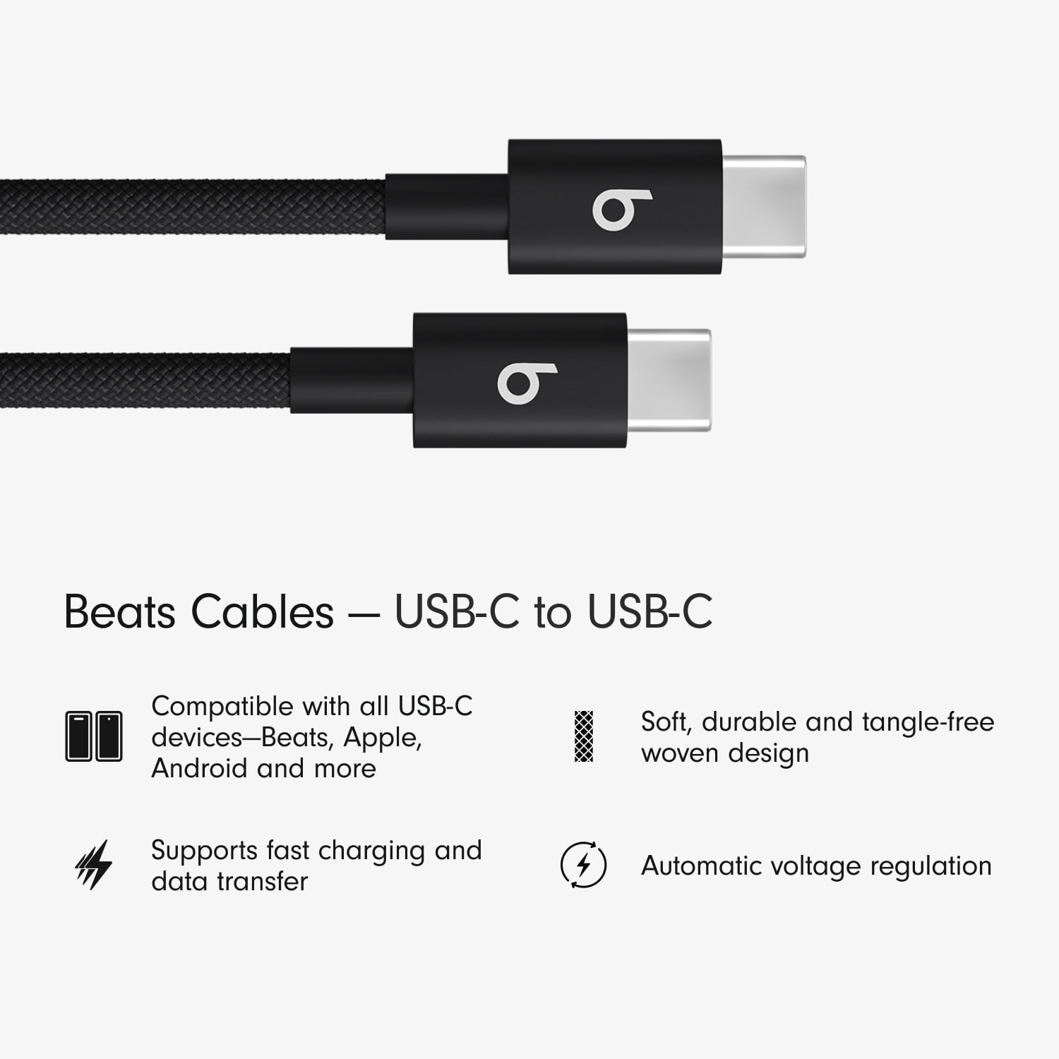 Apple Beats USB-C To USB-C Woven Cables (1.5 M) - Bolt Black (2-pack)