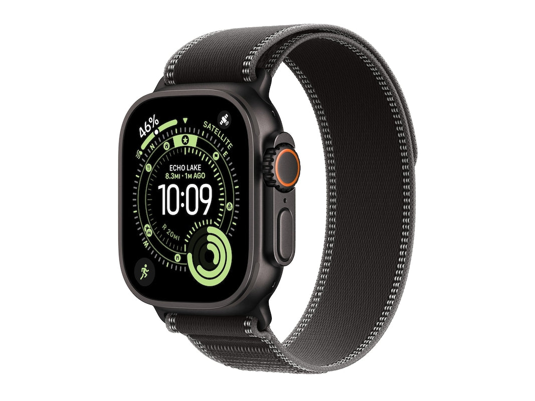 Apple Watch Ultra 3 GPS + Cellular 49mm Black Titanium Case with Black/Charcoal Trail Loop - S/M
