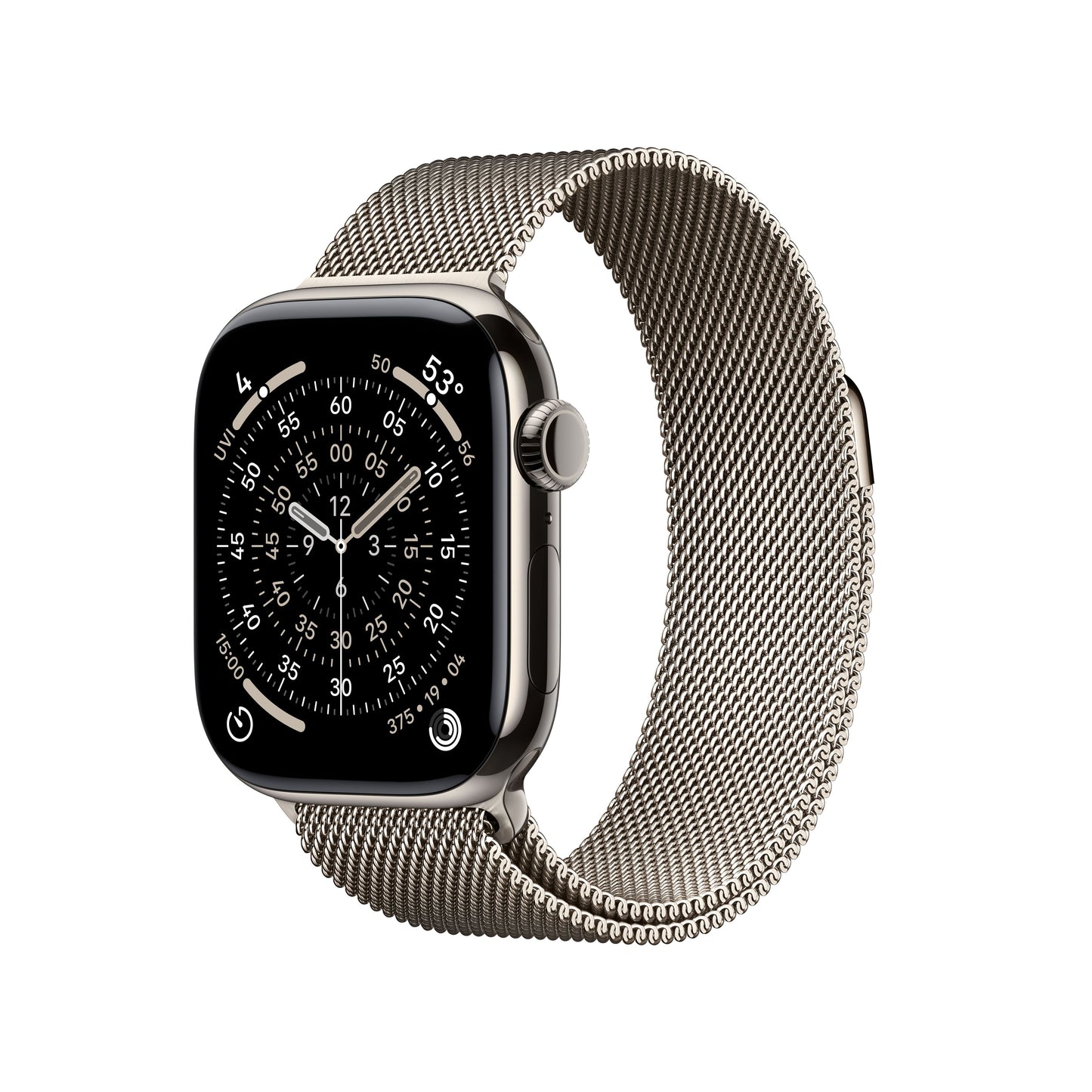Apple Watch Series 11 GPS + Cellular 42mm Natural Titanium Case with Stone Gray Sport Band - S/M