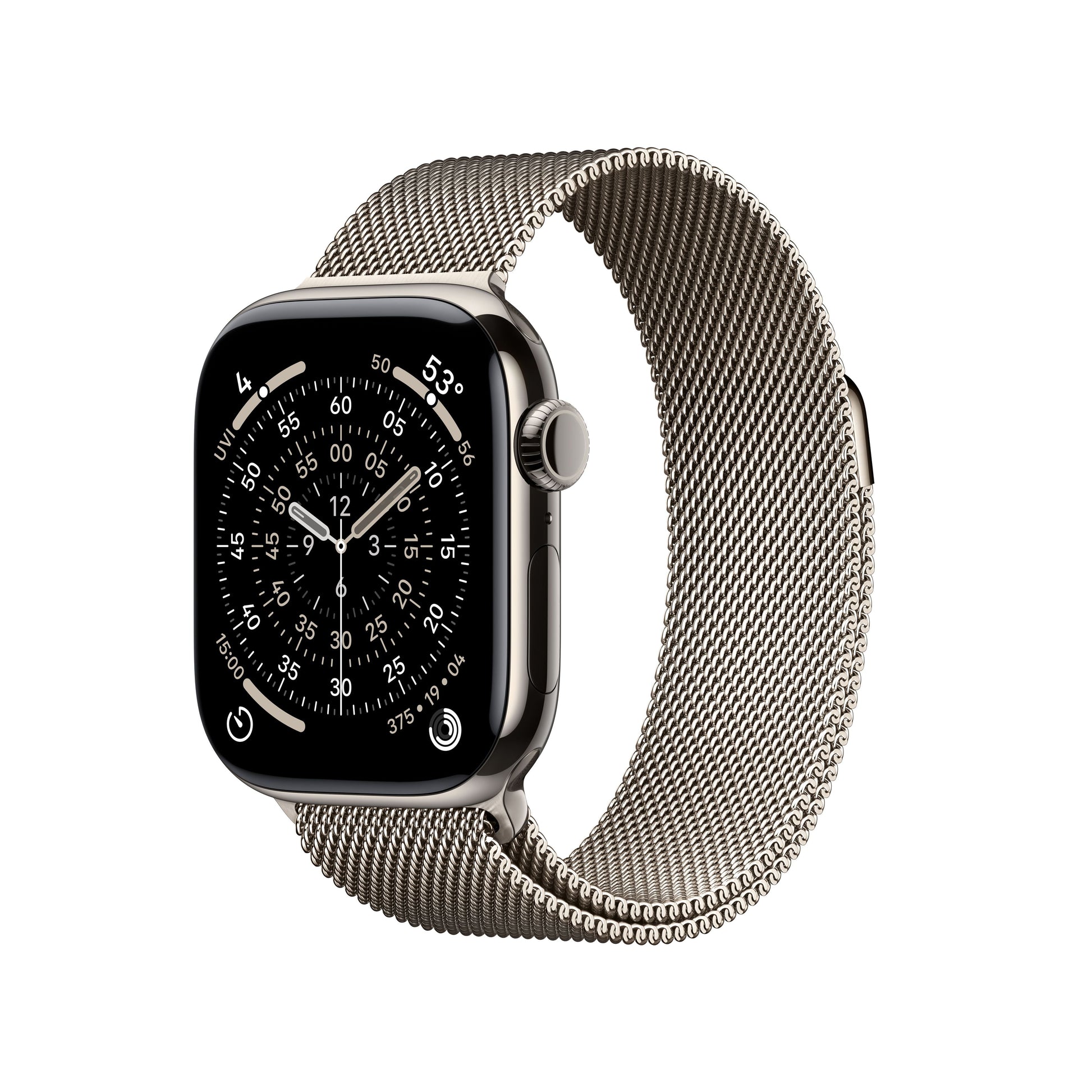 Apple Watch Series 11 GPS + Cellular 42mm Natural Titanium Case with Stone Gray Sport Band - S/M