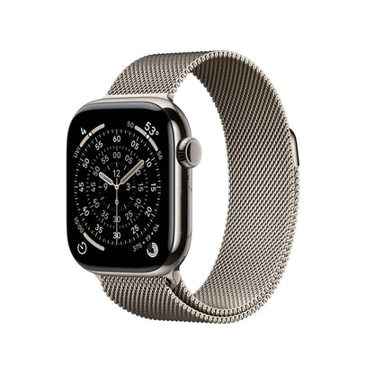 Apple Watch Series 11 GPS + Cellular 42mm Natural Titanium Case with Stone Gray Sport Band - S/M