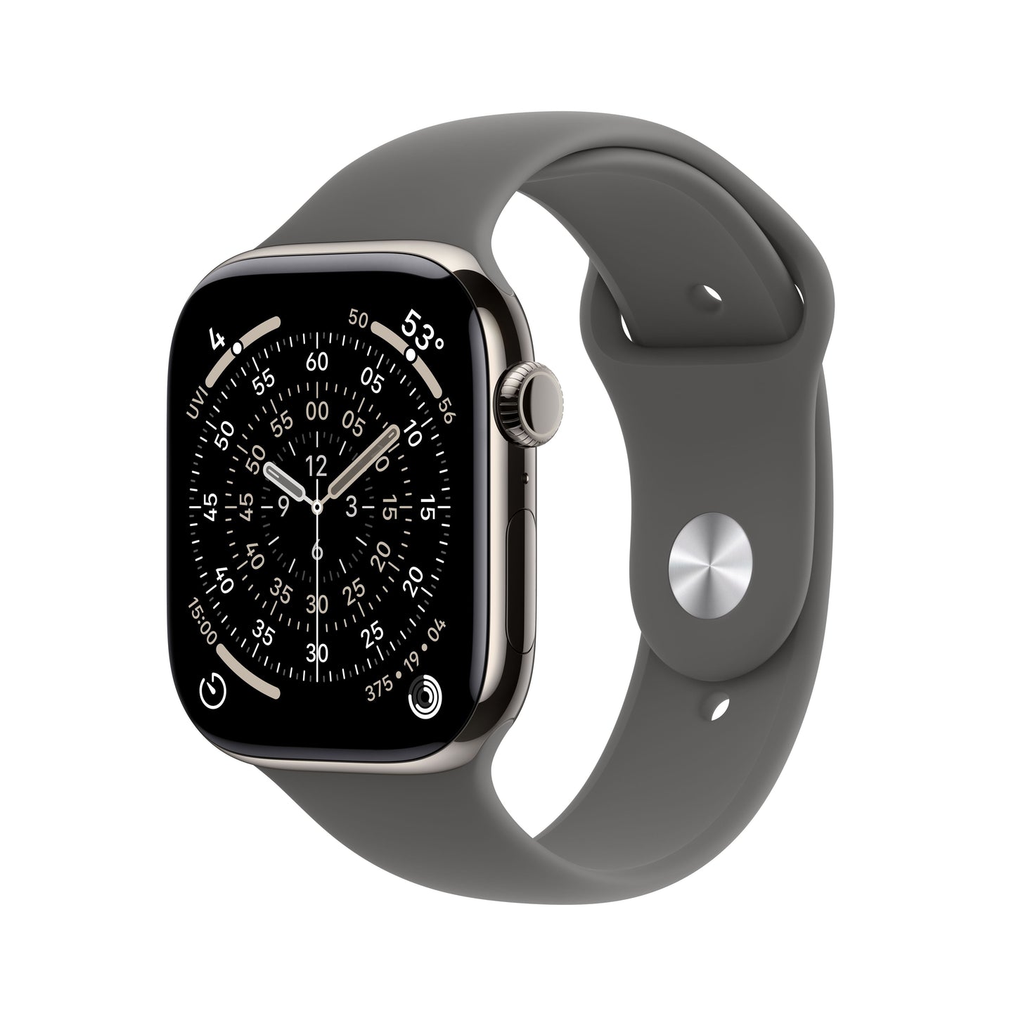 Apple Watch Series 11 GPS + Cellular 46mm Natural Titanium Case with Stone Gray Sport Band - M/L