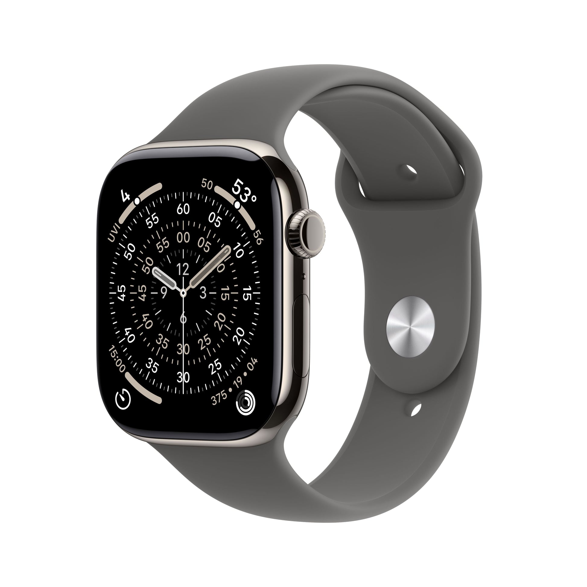 Apple Watch Series 11 GPS + Cellular 46mm Natural Titanium Case with Stone Gray Sport Band - M/L