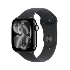 Apple Watch Series 11 GPS + Cellular 46mm Jet Black Aluminum Case with Black Sport Band - M/L