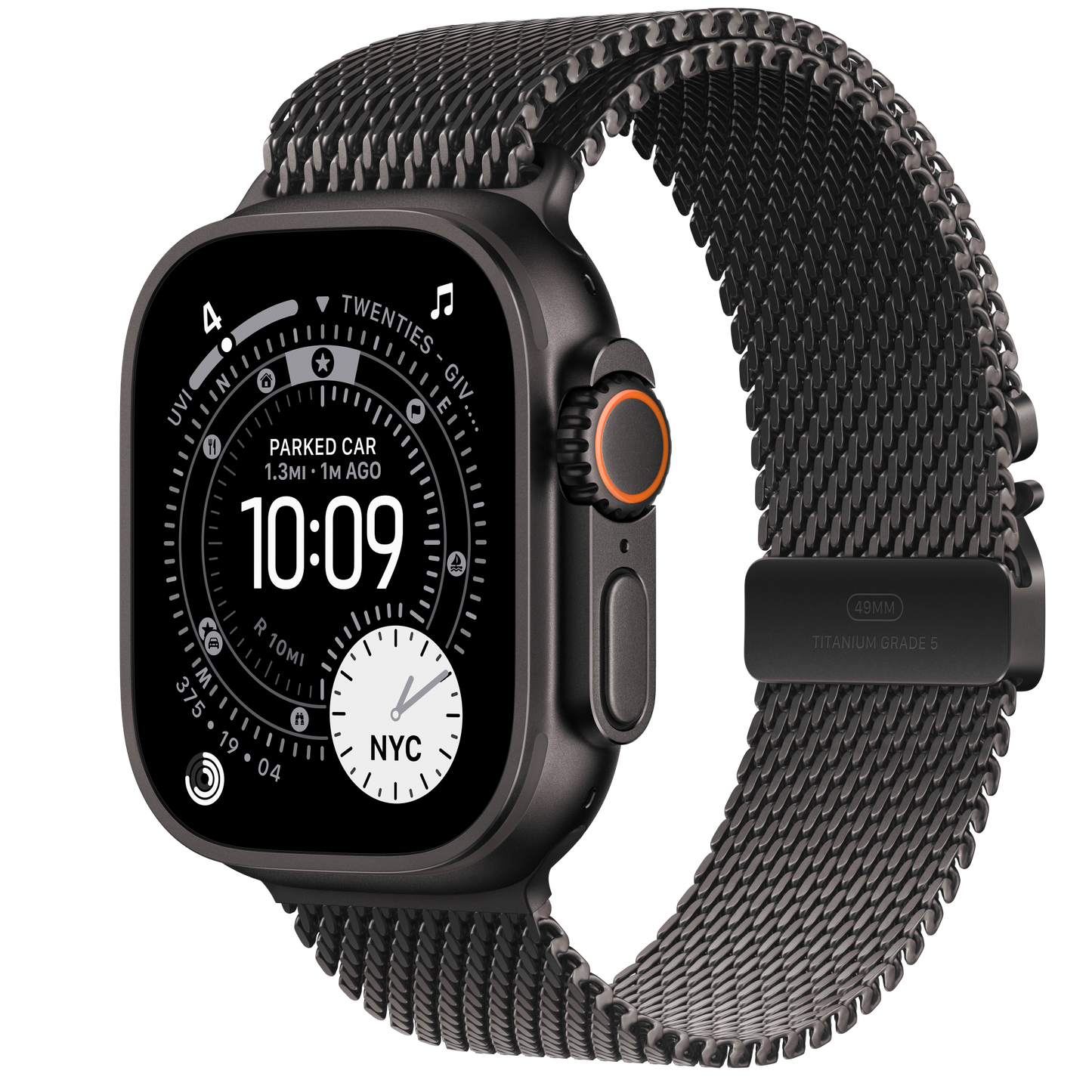 Apple Watch Ultra 3 GPS + Cellular 49mm Black Titanium Case with Black Titanium Milanese Loop - Medium