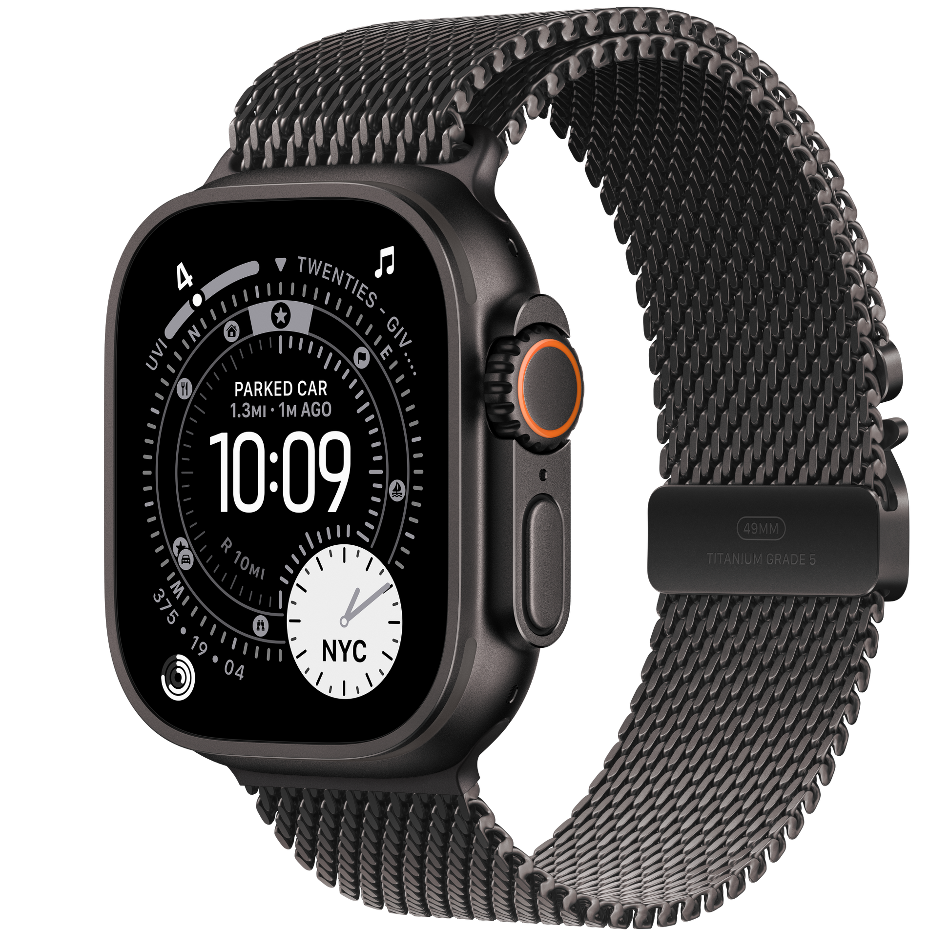 Apple Watch Ultra 3 GPS + Cellular 49mm Black Titanium Case with Black Titanium Milanese Loop - Medium