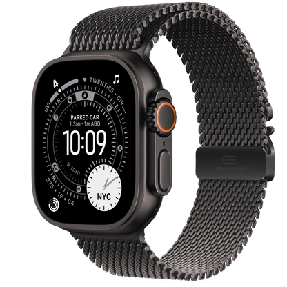 Apple Watch Ultra 3 GPS + Cellular 49mm Black Titanium Case with Black Titanium Milanese Loop - Medium