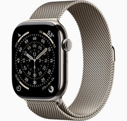 Apple Watch Series 11 GPS + Cellular 46mm Natural Titanium Case with Stone Gray Sport Band - S/M