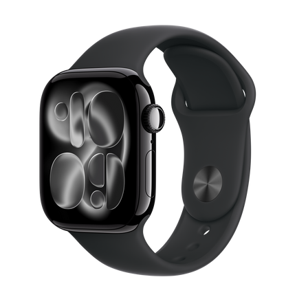 Apple Watch Series 11 GPS + Cellular 42mm Jet Black Aluminum Case with Black Sport Band - M/L