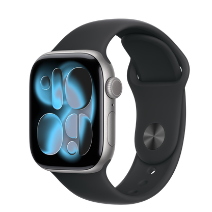 Apple Watch Series 11 GPS + Cellular 42mm Space Gray Aluminum Case with Black Sport Band - M/L