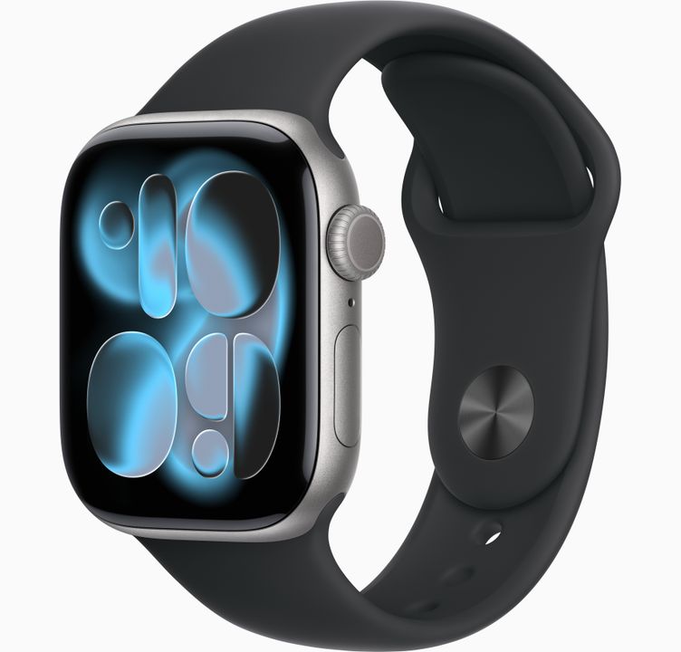Apple Watch Series 11 GPS + Cellular 42mm Space Gray Aluminum Case with Black Sport Band - S/M
