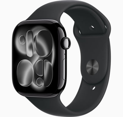 Apple Watch Series 11 46MM Jet Black Aluminum - Sport Band - Cellular