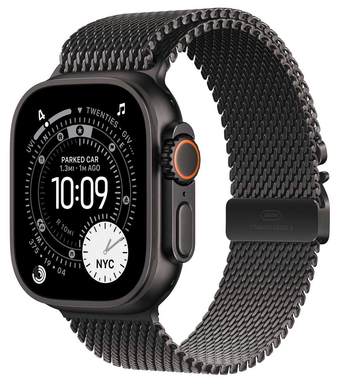 Apple Watch Ultra 3 GPS + Cellular 49mm Black Titanium Case with Black Titanium Milanese Loop - Small
