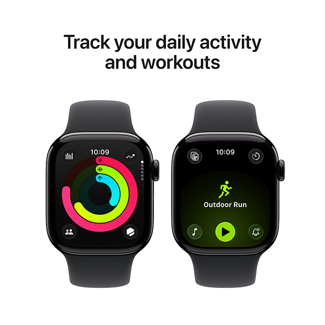 Apple Watch Series 11 GPS 42mm Jet Black Aluminum Case with Black Sport Band - S/M