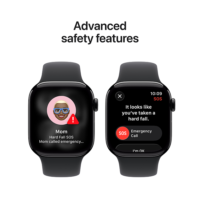 Apple Watch Series 11 GPS + Cellular 42mm Jet Black Aluminum Case with Black Sport Band - S/M