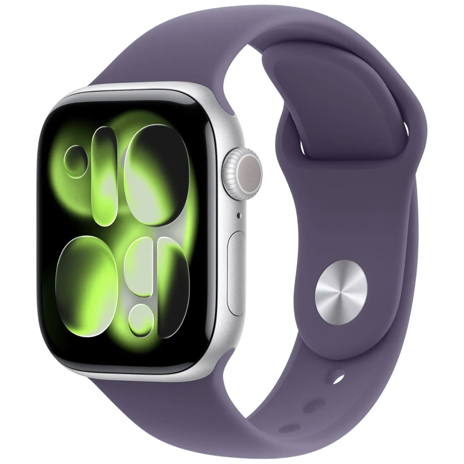 Apple Watch Series 11 GPS + Cellular 46mm Silver Aluminum Case with Purple Fog Sport Band - S/M