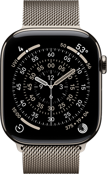 Apple Watch Series 11 GPS + Cellular 46mm Natural Titanium Case with Natural Milanese Loop - S/M