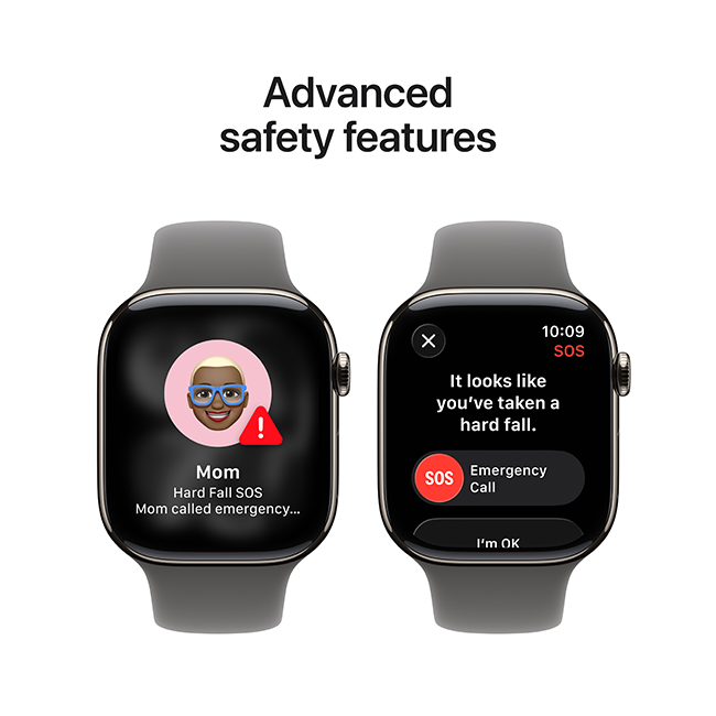 Apple Watch Series 11 GPS + Cellular 46mm Natural Titanium Case with Stone Gray Sport Band - M/L