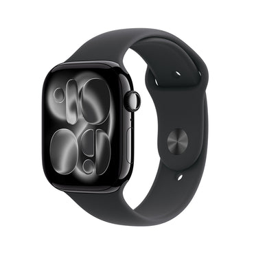Apple Watch Series 11 GPS + Cellular 46mm Jet Black Aluminum Case with Black Sport Band - M/L