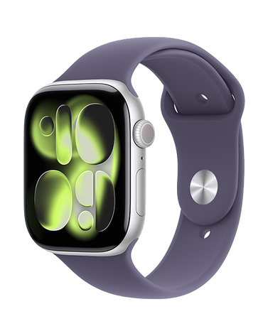 Apple Watch Series 11 GPS + Cellular 46mm Silver Aluminum Case with Purple Fog Sport Band - M/L