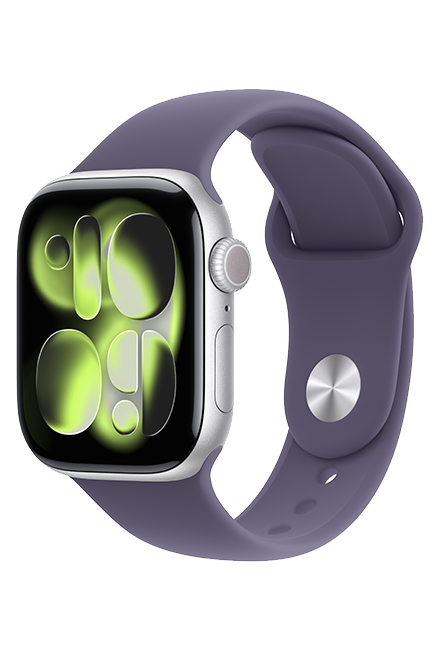 Apple Watch Series 11 GPS 42mm Silver Aluminum Case with Purple Fog Sport Band - S/M