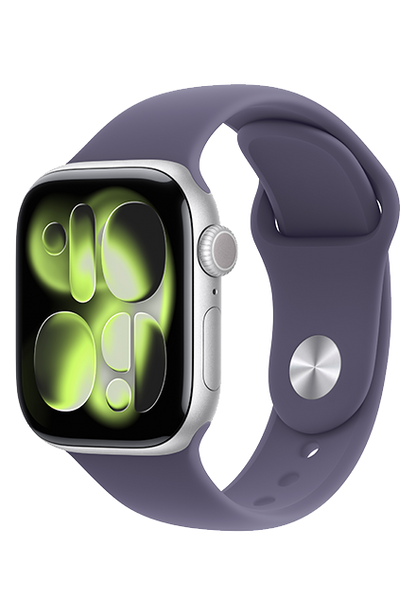 Apple Watch Series 11 GPS 42mm Silver Aluminum Case with Purple Fog Sport Band - S/M