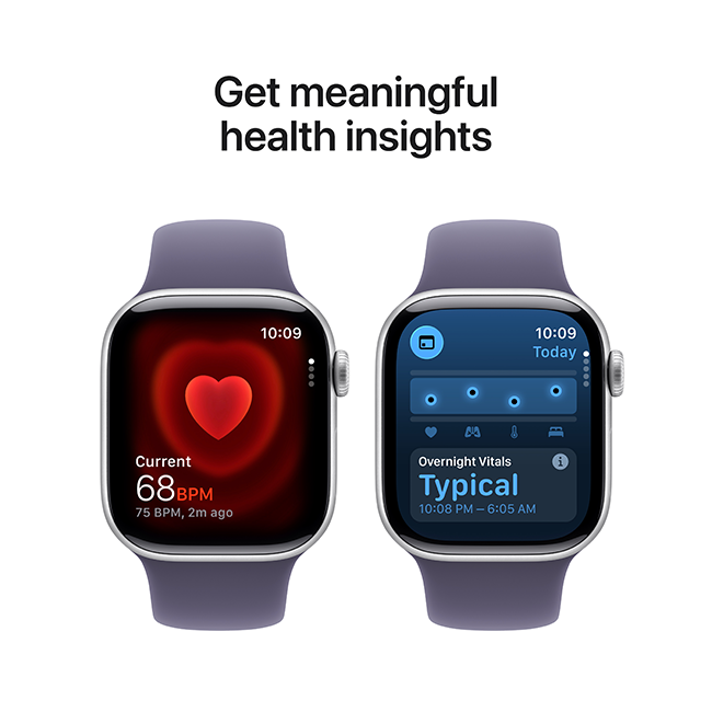 Apple Watch Series 11 GPS 42mm Silver Aluminum Case with Purple Fog Sport Band - S/M