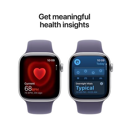 Apple Watch Series 11 GPS 42mm Silver Aluminum Case with Purple Fog Sport Band - S/M