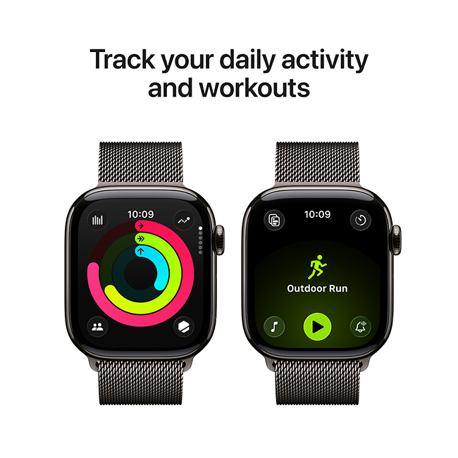 Apple Watch Series 11 GPS + Cellular 42mm Slate Titanium Case with Slate Milanese Loop