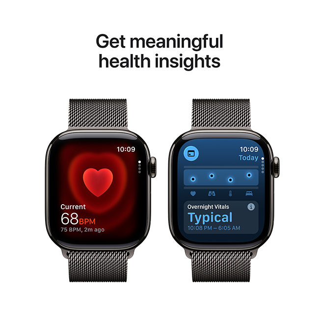 Apple Watch Series 11 GPS + Cellular 42mm Slate Titanium Case with Slate Milanese Loop