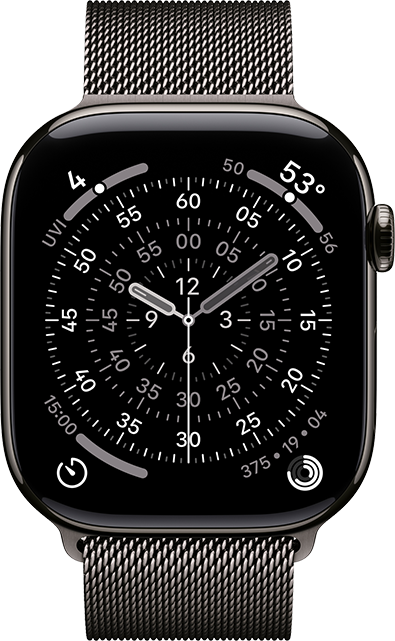 Apple Watch Series 11 GPS + Cellular 46mm Slate Titanium Case with Black Sport Band - M/L