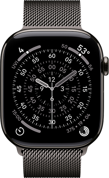 Apple Watch Series 11 GPS + Cellular 46mm Slate Titanium Case with Black Sport Band - M/L